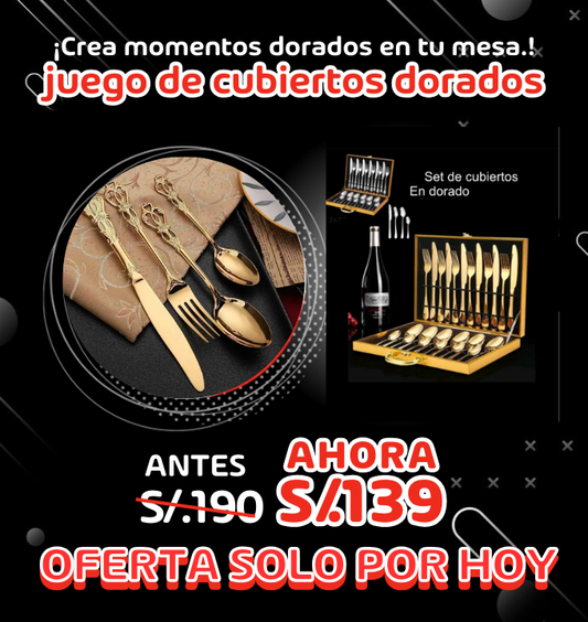 Set de cubiertos en dorado