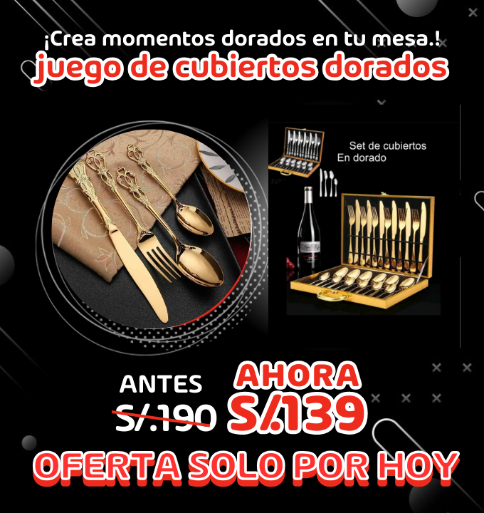 Set de cubiertos en dorado